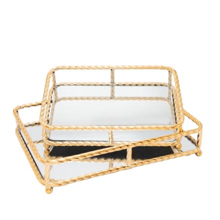 S/2 ΔΙΣΚΟΣ ΜΕΤΑΛΛΙΚΟΣ ΜΕ ΚΑΘΡΕΦΤΗ ΧΡΥΣΟ 36x7x26cm/ 30x7x20cm