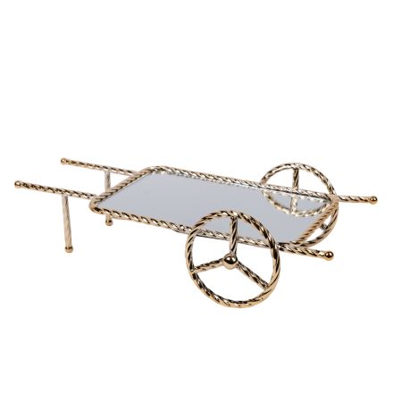 TRAY METAL WITH MIRROR GOLD 48x22x12cm
