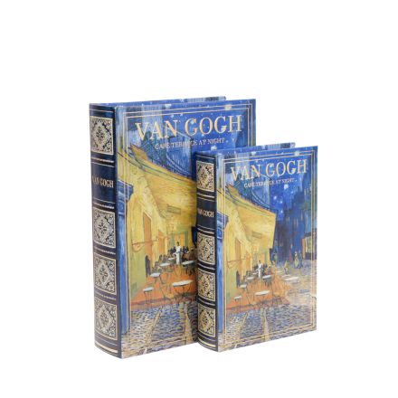 S/2 ΚΟΥΤΙΑ ΒΙΒΛΙΑ VAN GOGH ΞΥΛΙΝΟ ΜΠΛΕ 30x21x7cm / 24x16x5cm