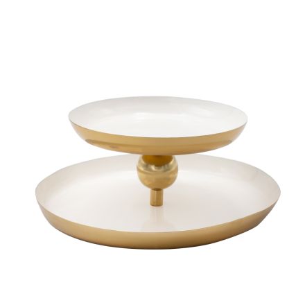 SERVICE STAND 2 LEVELS METAL WHITE-GOLD 25x25x10cm