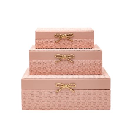 S/3 ΔΙΑΚΟΣΜΗΤΙΚΑ ΚΟΥΤΙΑ ΞΥΛΙΝΑ ΡΟΖ 26x18x9.5cm/ 22x14x7.5cm/ 18x10x5.5cm