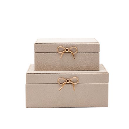 S/2 ΔΙΑΚΟΣΜΗΤΙΚΑ ΚΟΥΤΙΑ ΞΥΛΙΝΑ ΜΠΕΖ 24x16x12cm / 20x12x9.5cm