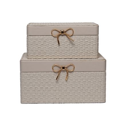 S/2 ΔΙΑΚΟΣΜΗΤΙΚΑ ΚΟΥΤΙΑ ΞΥΛΙΝΑ ΓΚΡΙ 25x15x11cm / 20x12x9cm