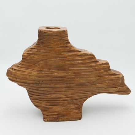 VASE WOOD BROWN 38x9.5x26cm
