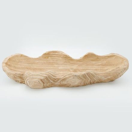 DECORATIVE PLATTER WOOD LIGHT BROWN 55x23x9cm