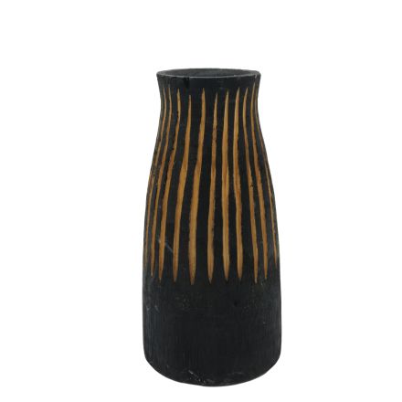 VASE WOOD BLACK-BROWN 13x28cm