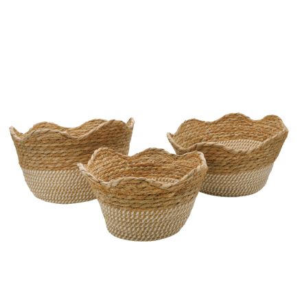 S/3 WOVEN BASKET BROWN - BEIGE 34x22x20.5cm /30x19x18cm /25x16x15cm