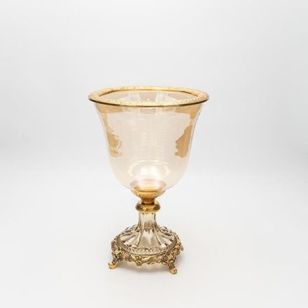 SWEET JAR GLASS WITH METALLIC ACCENTS ANTIQUE GOLD-AMBER GLASS 19x19x27cm