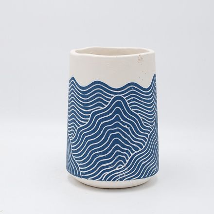ΒΑΖΟ ΤΣΙΜΕΝΤΕΝΙΟ ΜΠΛΕ-ΛΕΥΚΟ 14x14x20cm