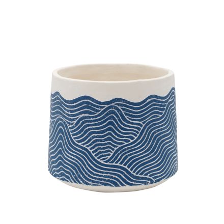 VASE CEMENT BLUE-WHITE 14x14x20cm