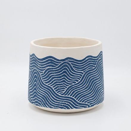 POT CEMENT BLUE-WHITE 19x19x16cm