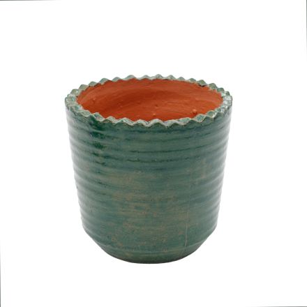 POT  CERAMIC GREEN BEIGE 11x11x10.5cm