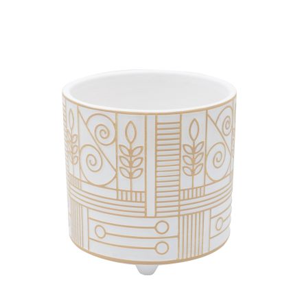 POT CERAMIC WHITE-BEIGE 13.5x13.5x13.5cm