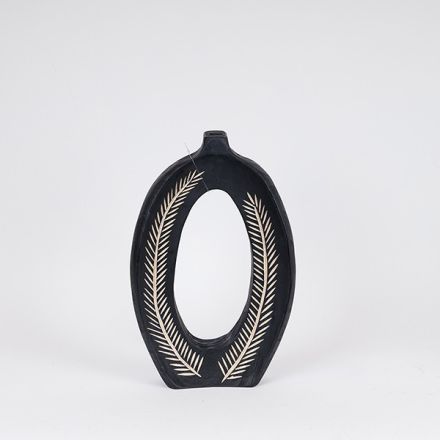 VASE WOOD BLACK  26x7x40cm