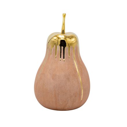 DECORATIVE PEAR CREAM-GOLD 17.5x17.5x30.5cm