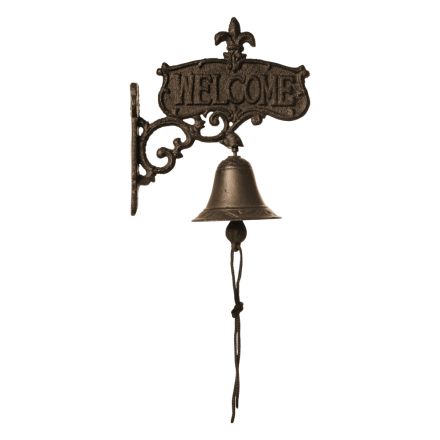 DECORATIVE RUSTIC DOORBELL CAST IRON BROWN 22x4x26cm