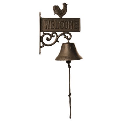 DECORATIVE RUSTIC DOORBELL CAST IRON BROWN 26x12x17.5cm