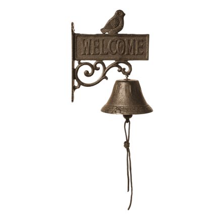 DECORATIVE RUSTIC DOORBELL CAST IRON BROWN 25.5x11x18cm