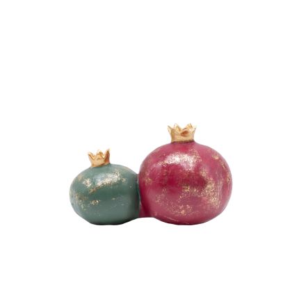 DECORATIVE POMEGRANATE POLYRESIN GREEN-BORDEAUX 13x8x8cm