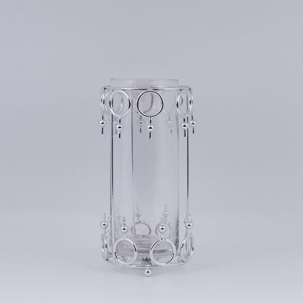 ΚΗΡΟΠΗΓΙΟ ΓΥΑΛΙΝΟ ΜΕ ΜΕΤΑΛΛΙΚΑ ΤΕΛΕΙΩΜΑΤΑ ΑΣΗΜΙ 12x22cm