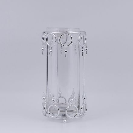 ΚΗΡΟΠΗΓΙΟ ΓΥΑΛΙΝΟ ΜΕ ΜΕΤΑΛΛΙΚΑ ΤΕΛΕΙΩΜΑΤΑ ΑΣΗΜΙ 12x27cm