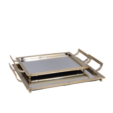 S/2 ΔΙΣΚΟΙ ΜΕΤΑΛΛΙΚΟΙ ΜΕ ΚΑΘΡΕΦΤΗ ΧΡΥΣΟΙ 46x28cm / 40x22cm