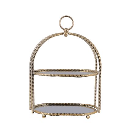 DECORATIVE SHELF METAL WITH MIRROR GOLD 22x32x45cm