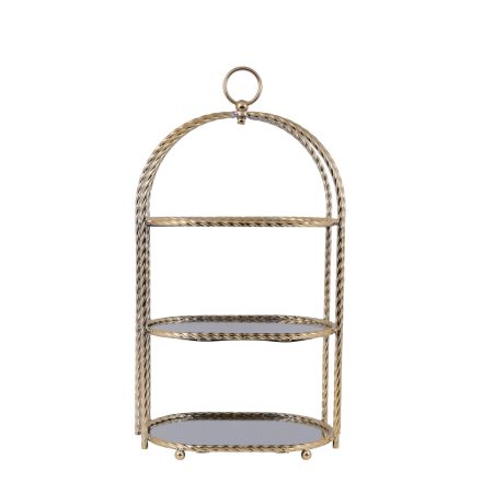 DECORATIVE SHELF METAL WITH MIRROR GOLD 22x32x60cm