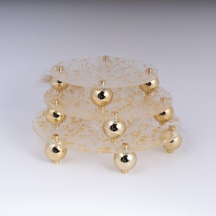 S/3 TRAY PLASTIC WITH METAL GOLD ELEMENTS 35x6.5cm/ 30x6.5cm/ 25x6.5cm