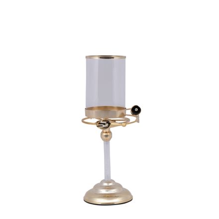 CANDLE HOLDER WITH METALLIC BASE GOLD 12x36cm