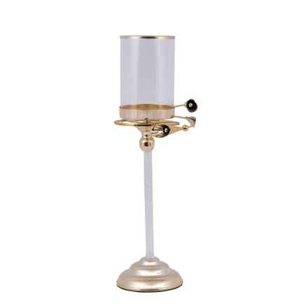 CANDLE HOLDER WITH METALLIC BASE GOLD 12x46cm