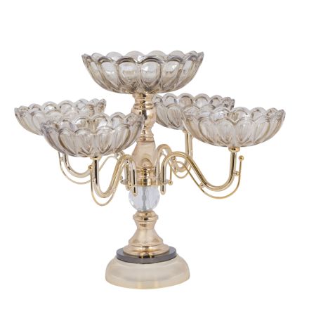 DECORATIVE SWEET JAR GLASS WITH METALLIC ACCENTS GOLD 35x35cm