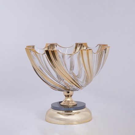 DECORATIVE SWEET JAR GLASS WITH METALLIC ACCENTS GOLD 17x23cm