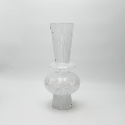 ΒΑΖΟ ΓΥΑΛΙΝΟ ΜΕ ΛΕΥΚΕΣ ΛΕΠΤΟΜΕΡΕΙΕΣ 15x15x34.5cm