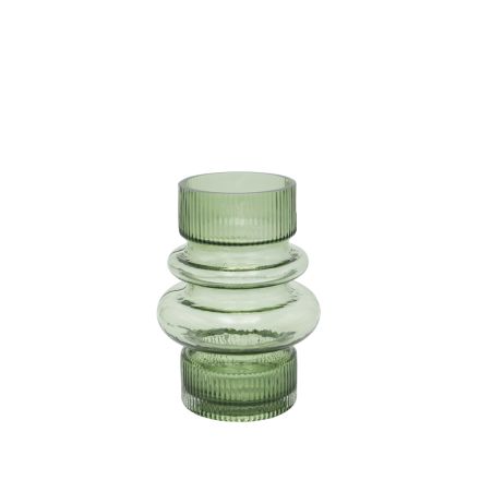 VASE GLASS GREEN 16.5x16.5x22cm