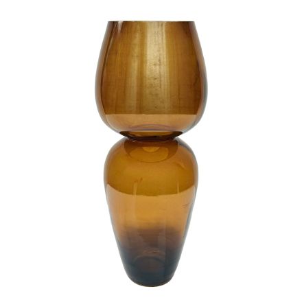 VASE GLASS BROWN 17x17x41.5cm