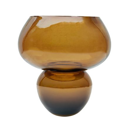 VASE GLASS BROWN 24x24x26cm
