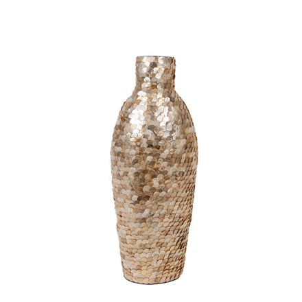 VASE SEASHELL BEIGE - GOLD - IRIDESCENT WHITE 23x15x60cm