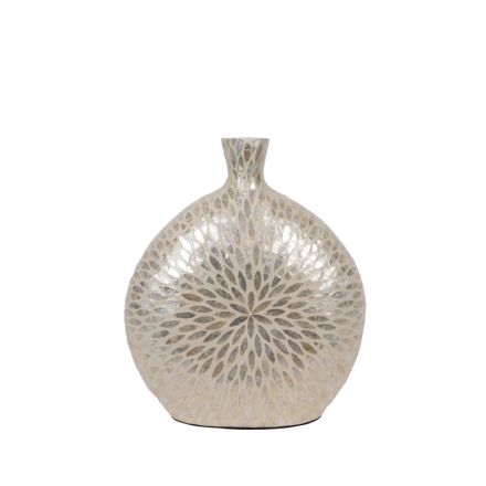 VASE SEASHELL IRIDESCENT WHITE 34x12x41cm
