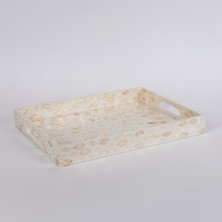TRAY SEASHELL BEIGE - IRIDESCENT WHITE 38x29x4.5cm