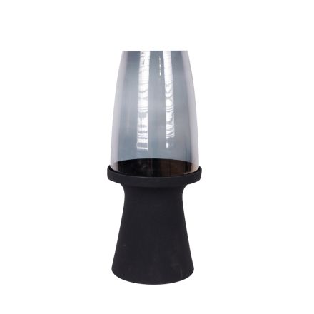 CANDLE HOLDER GLASS WITH METALLIC BASE BLACK 24x22x56.5cm