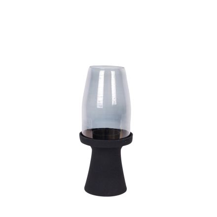 CANDLE HOLDER GLASS WITH METALLIC BASE BLACK 18x14.5x41cm