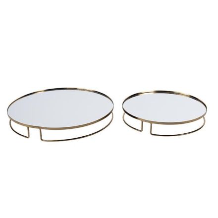 S/2 TRAY METAL - MIRROR GOLD 39x39x5cm / 30.5x30.5x5cm