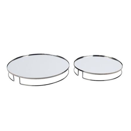 S/2 TRAY METAL - MIRROR SILVER 39x39x5cm / 30.5x30.5x5cm