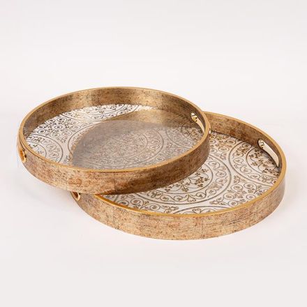 S/2 ΔΙΣΚΟΣ PS ΜΕ ΓΥΑΛΙ ΧΡΥΣΟ 36x36x4cm / 32x32x4cm