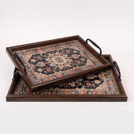 S/2 ΔΙΣΚΟΣ PS ΜΕ ΓΥΑΛΙ ΚΑΦΕ 49.5x36.5x6cm / 44x31x6cm