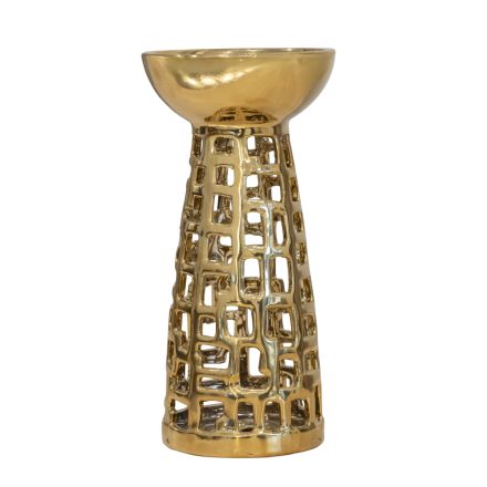 CANDLE HOLDER CERAMIC GOLD 10.5x10.5x19.5cm