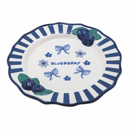 ΔΙΑΚΟΣΜΗΤΙΚΟ ΠΙΑΤΟ ΜΕ ΣΧΕΔΙΟ ΜΥΡΤΙΛΑ ΚΕΡΑΜΙΚΟ ΛΕΥΚΟ - ΜΠΛΕ 25.24.7x2.7cm