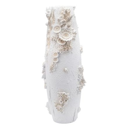 VASE WITH FLOWERS POLYRESIN WHITE 24x24x60cm