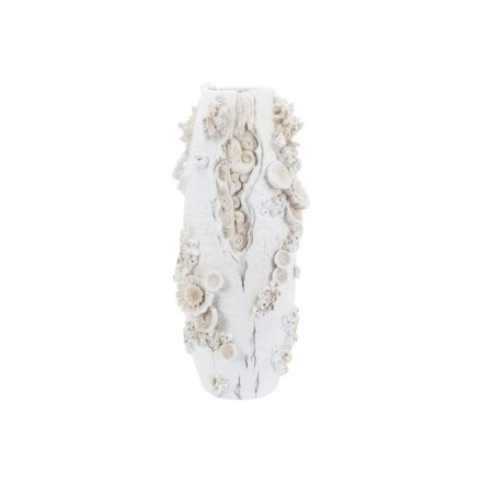 VASE WITH SHELLS WHITE 17x17x35cm